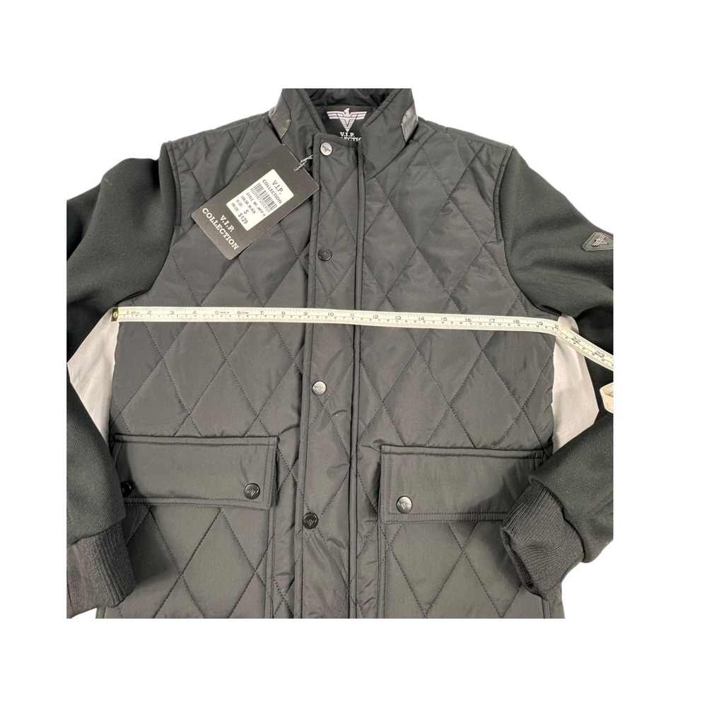 V.I.P. Collection Mens Black Quilted bomber Jacket Size S NWT - Picture 4 of 7